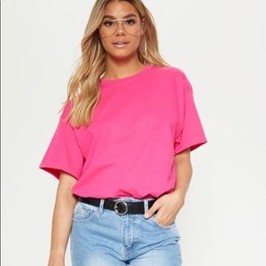 PrettyLittleThing Hot Pink Oversized T Shirt